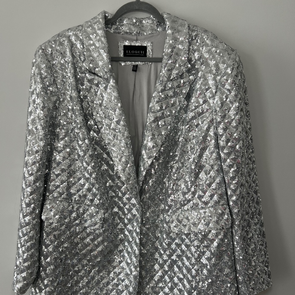 Eloquii Pattern Sequin Blazer